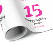 Papier Cadeau quiencenera 15e anniversaire ajouter date année te (Coin rond)