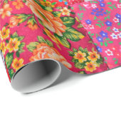 Papier Cadeau Quillette patchwork artisanale avec motif floral e (Coin rond)