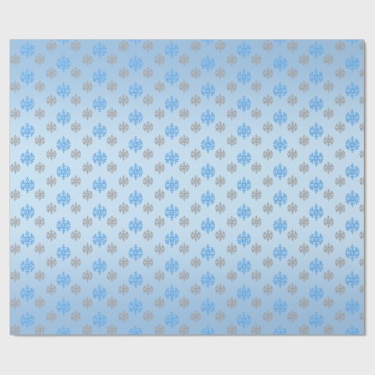 Papier Cadeau Quinceañera Ice Blue Silver Winter Snowflake (Plat)