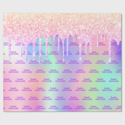 Papier Cadeau Quinceanera parties scintillant rose rose or iride (Plat)