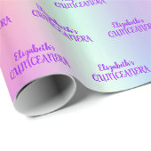 Papier Cadeau Quinceanera parties scintillant rose rose or iride (Coin rond)
