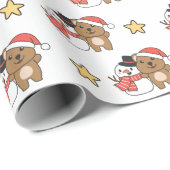 Papier Cadeau Quokka Avec Snowman En Hiver À Noël (Coin rond)