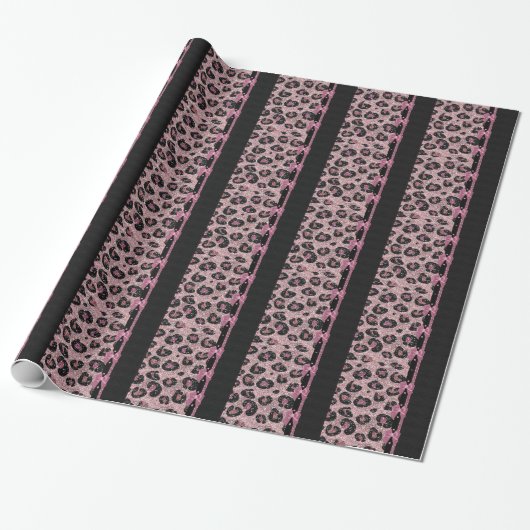 Papier Cadeau RAB Rockabilly Pink Leopard Ribbon Bows (Déroulé)