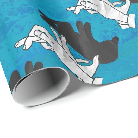 Papier Cadeau Rabat Ombre Sur Bleu (Coin rond)