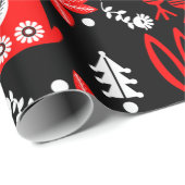 Papier Cadeau Rabbit Nordic Scandinavian Folk Art (Coin rond)