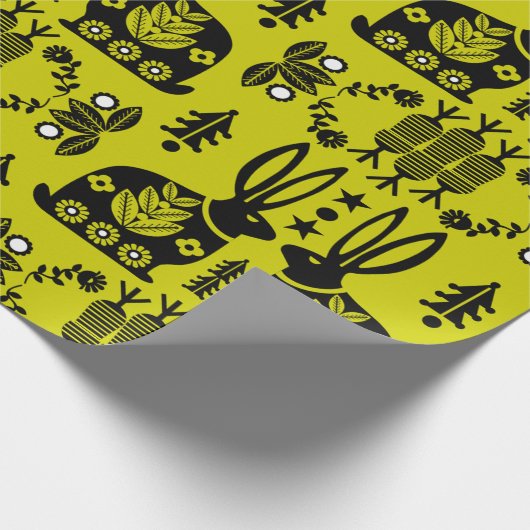 Papier Cadeau Rabbit Nordic Scandinavian Folk Art (Coin)