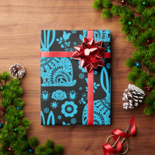 Papier Cadeau Rabbit Nordic Scandinavian Folk Art