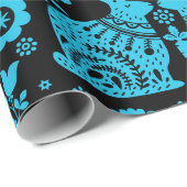 Papier Cadeau Rabbit Nordic Scandinavian Folk Art (Coin rond)