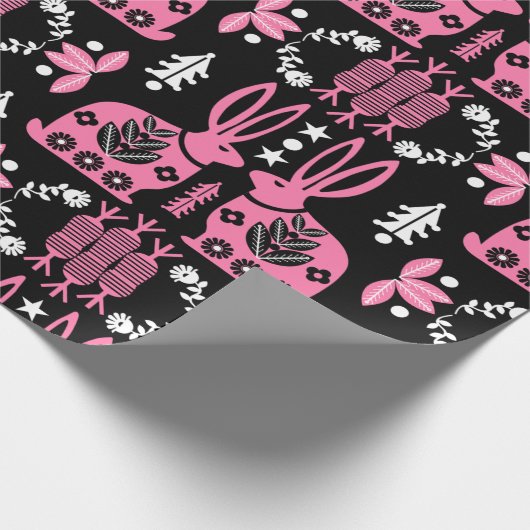 Papier Cadeau Rabbit Nordic Scandinavian Folk Art (Coin)