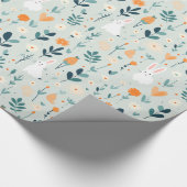 Papier Cadeau Rabbit Spring Bleu Et Orange Pastel (Coin)