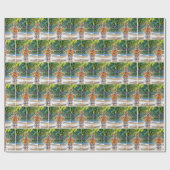 Papier Cadeau Rabbit Wearing a Floral Print Shirt In Water (Plat)