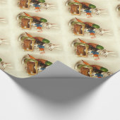 PAPIER CADEAU RABIT BLANC VOYAGEANT AVEC OEUF DE PÂQUES (Coin)