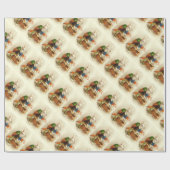 PAPIER CADEAU RABIT BLANC VOYAGEANT AVEC OEUF DE PÂQUES (Plat)