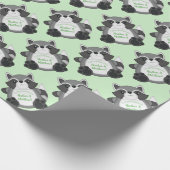 Papier Cadeau Raccoon Baby shower vert (Coin)