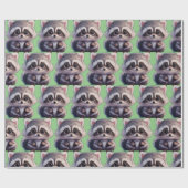 Papier Cadeau Raccoon boisé animaux forêt amis (Plat)