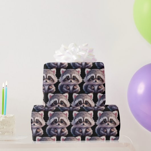 Papier Cadeau Raccoon boisé animaux forêt amis (Cadeaux de fête)