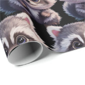 Papier Cadeau Raccoon boisé animaux forêt amis (Coin rond)