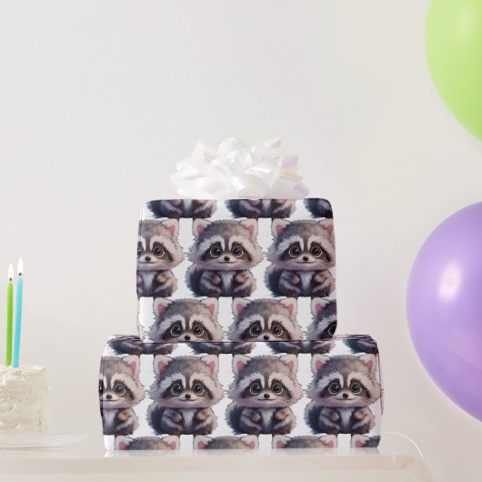 Papier Cadeau Raccoon boisé animaux forêt amis (Cadeaux de fête)