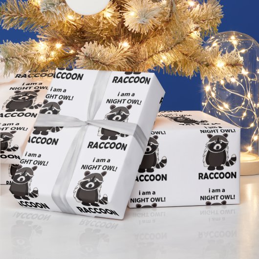 Papier Cadeau Raccoon I am A Night Owl Funny Raccoon (Vacances)