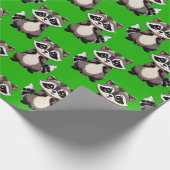 Papier Cadeau Raccoon Pattern Design Green  (Coin)