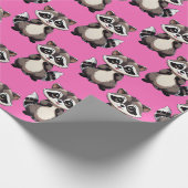 Papier Cadeau Raccoon Pattern Design Pink  (Coin)