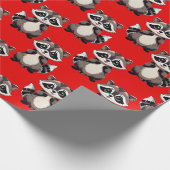 Papier Cadeau Raccoon Pattern Design Red  (Coin)