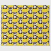 Papier Cadeau Raccoon Pattern Design Yellow  (Plat)