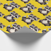 Papier Cadeau Raccoon Pattern Design Yellow  (Coin)