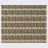 Papier Cadeau Raccoon Regardant Les Cookies De Chip De Chocolat (Plat)