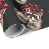 Papier Cadeau Raccoon soufflant Baisers Aquarelle Papier envelop (Coin rond)