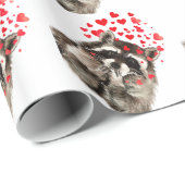 Papier Cadeau Raccoon soufflant des baisers aquarelle (Coin rond)