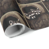 Papier Cadeau Raccoons Brown Cute Tree (Coin rond)