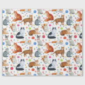 Papier Cadeau Races de chats (Plat)