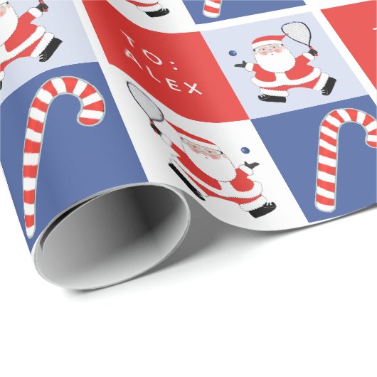 Papier Cadeau Racquetball Sports Noël (Coin rond)