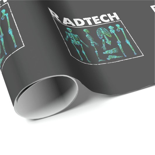 Papier Cadeau Rad Tech Skeleton Xray Bones Technicien en radiolo (Coin rond)