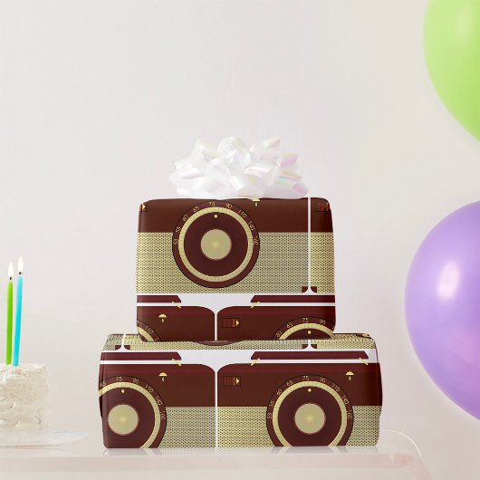 Papier Cadeau Radio Brown Rétro Et Antique Or