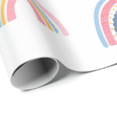 Papier Cadeau Rainbot Boho Rose Bleu Jaune Plat (Coin rond)