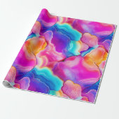 Papier Cadeau Rainbow Agate | Vibrant Abstract Stone Pattern (Déroulé)