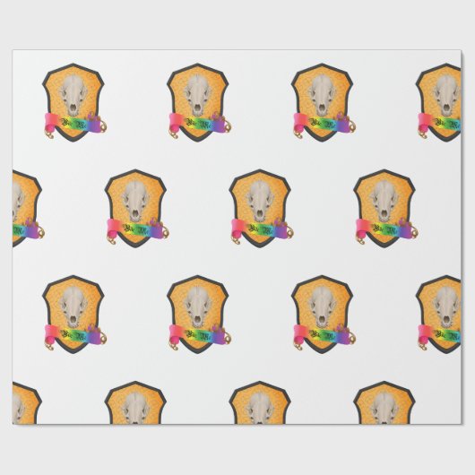 Papier Cadeau Rainbow Bite Me Badger Crâne (Plat)