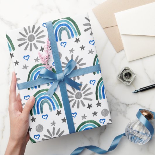 Papier Cadeau Rainbow Boho 1er anniversaire Baby shower garçon (Cadeaux)