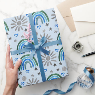 Papier Cadeau Rainbow Boho Anniversaire Baby shower garçon