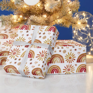 Papier Cadeau Rainbow Boho Baby shower d'anniversaire Genre Neut