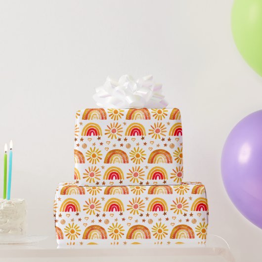 Papier Cadeau Rainbow Boho Baby shower d'anniversaire Genre Neut (Cadeaux de fête)
