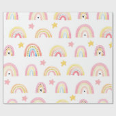 Papier Cadeau Rainbow Boho rose Motif Fille Anniversaire (Plat)