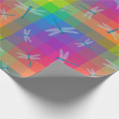 Papier Cadeau Rainbow Check with Dragonflies (Coin)