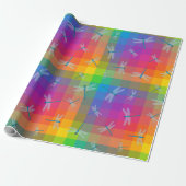 Papier Cadeau Rainbow Check with Dragonflies (Déroulé)