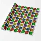 Papier Cadeau Rainbow Checker Fruit Stamps Wrapping Paper (Déroulé)