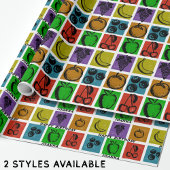 Papier Cadeau Rainbow Checker Fruit Stamps Wrapping Paper