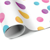 Papier Cadeau Rainbow Confetti Pois fête d'anniversaire (Coin rond)
