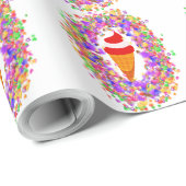 Papier Cadeau Rainbow Confetti Swirl Ice Cream (Coin rond)